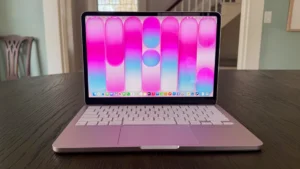 A photo of a new 2026 Macbook Neo - Color Indigo