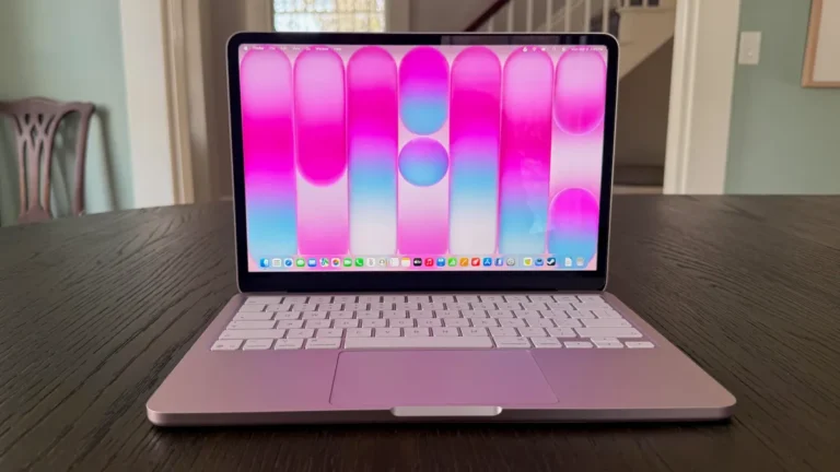 A photo of a new 2026 Macbook Neo - Color Indigo