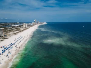 Photo of a beautiful blue green beach at Panama City Beach, Florida