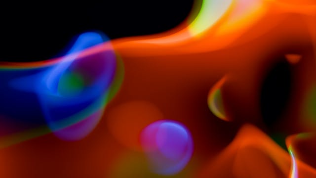 Simulated liquid display with orange and purple colors