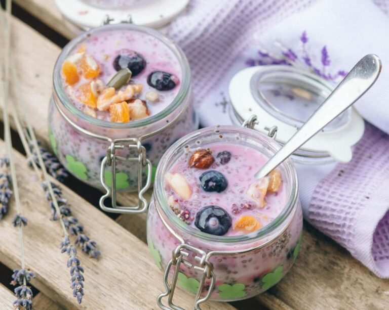 Delicious Fruit Desserts in Glass Jars
